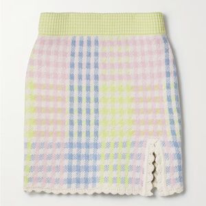 Love Shack Fancy Pawley checked knitted mini skirt